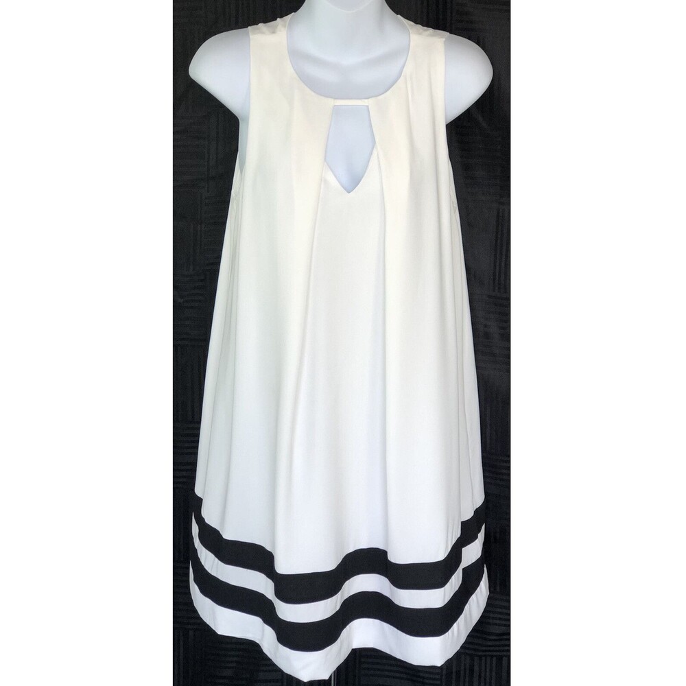 NWT forever 21 sleeveless dress S wht blk keyhole knee length preppy Beach Summe
